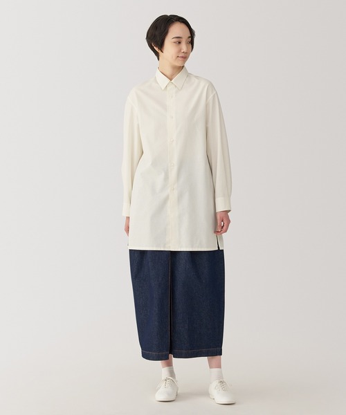 無印良品(ムジルシリョウヒン)の「婦人 和紙混ポプリンシャツ(シャツ/ブラウス・レディース・グレー系/ブルー/オフホワイト・XL/L/M/S)」の4枚目の写真