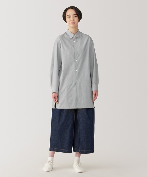 無印良品(ムジルシリョウヒン)の「婦人 和紙混ポプリンシャツ(シャツ/ブラウス・レディース・グレー系/ブルー/オフホワイト・XL/L/M/S)」の13枚目の写真