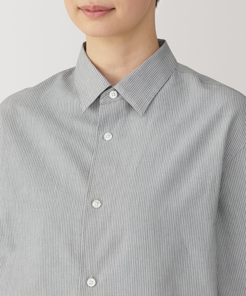 無印良品(ムジルシリョウヒン)の「婦人 和紙混ポプリンシャツ(シャツ/ブラウス・レディース・グレー系/ブルー/オフホワイト・XL/L/M/S)」の16枚目の写真