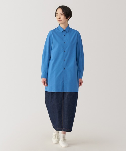 無印良品(ムジルシリョウヒン)の「婦人 和紙混ポプリンシャツ(シャツ/ブラウス・レディース・グレー系/ブルー/オフホワイト・XL/L/M/S)」の21枚目の写真