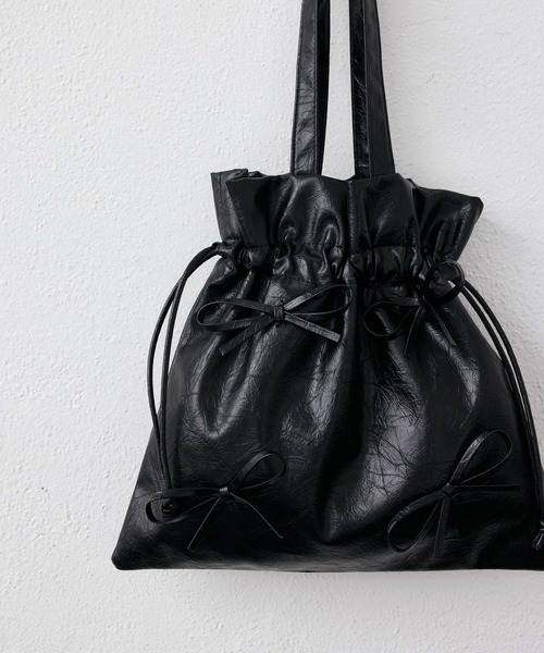 fifth(フィフス)の「リボン付き巾着トート(トートバッグ・レディース・ブラック/シルバー・FREE)」の2枚目の写真