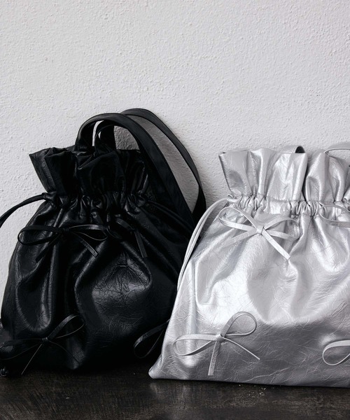 fifth(フィフス)の「リボン付き巾着トート(トートバッグ・レディース・ブラック/シルバー・FREE)」の7枚目の写真