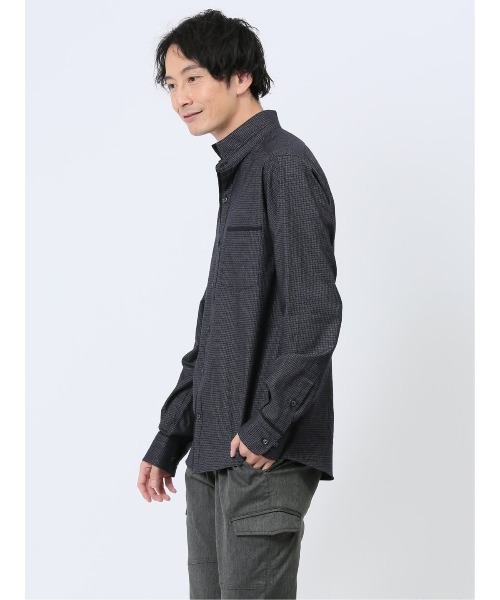 m.f.editorial（エムエフエディトリアル）の「シャツ メンズ 長袖 ストレッチ 綿混 ドビー スタンドカラー （シャツ/ブラウス・メンズ・ブラック/ホワイト/ネイビー・MEDIUM/LARGE）」の7枚目の写真