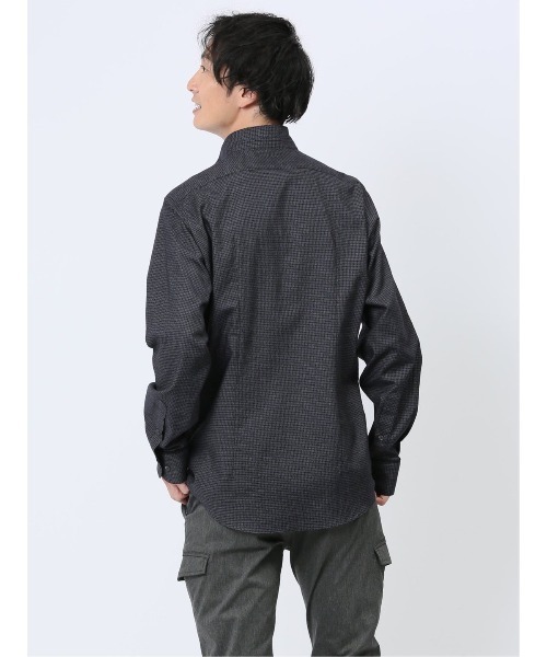 m.f.editorial（エムエフエディトリアル）の「シャツ メンズ 長袖 ストレッチ 綿混 ドビー スタンドカラー （シャツ/ブラウス・メンズ・ブラック/ホワイト/ネイビー・MEDIUM/LARGE）」の8枚目の写真