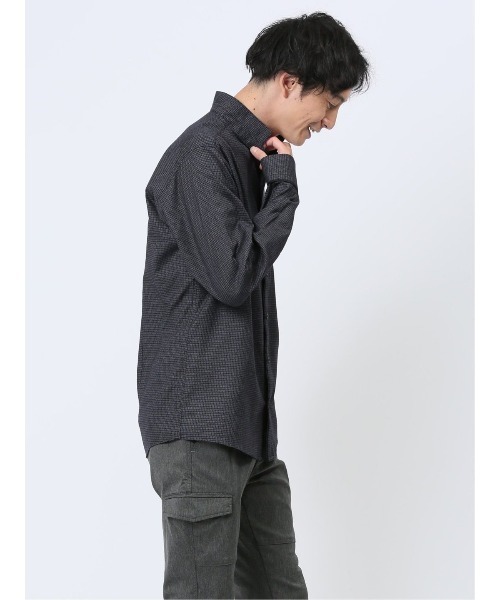 m.f.editorial（エムエフエディトリアル）の「シャツ メンズ 長袖 ストレッチ 綿混 ドビー スタンドカラー （シャツ/ブラウス・メンズ・ブラック/ホワイト/ネイビー・MEDIUM/LARGE）」の9枚目の写真