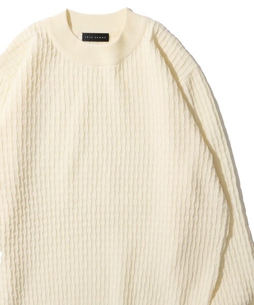 TETE HOMME（テットオム）の「ブリスター編みウォッシャブルニット（ニット/セーター・メンズ・モカ/ネイビー/ブラック/オフホワイト/グレー・MEDIUM/LARGE/X-LARGE）」の2枚目の写真