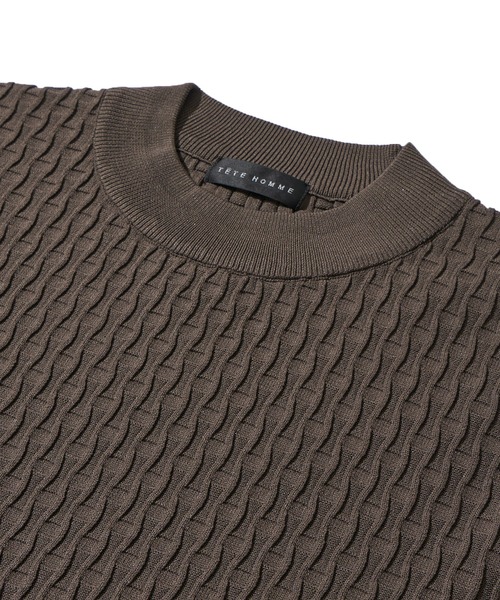 TETE HOMME（テットオム）の「ブリスター編みウォッシャブルニット（ニット/セーター・メンズ・モカ/ネイビー/ブラック/オフホワイト/グレー・MEDIUM/LARGE/X-LARGE）」の18枚目の写真