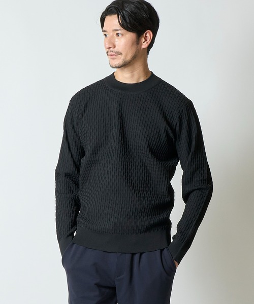 TETE HOMME（テットオム）の「ブリスター編みウォッシャブルニット（ニット/セーター・メンズ・モカ/ネイビー/ブラック/オフホワイト/グレー・MEDIUM/LARGE/X-LARGE）」の22枚目の写真