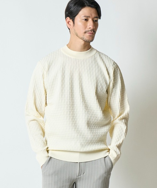 TETE HOMME（テットオム）の「ブリスター編みウォッシャブルニット（ニット/セーター・メンズ・モカ/ネイビー/ブラック/オフホワイト/グレー・MEDIUM/LARGE/X-LARGE）」の21枚目の写真