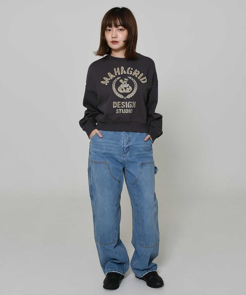 MAHAGRID(マハグリッド)の「『mahagrid/マハグリッド』 VINTAGE COLLEGE CROP SWEATSHIRT/ヴィンテージカレッジ クロップ スウェットシャツ(スウェット・レディース・ライトグレー/チャコールグレー・FREE)」の13枚目の写真