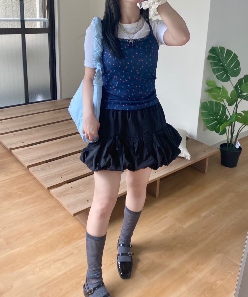 nemne store(ネンネストア)の「【Seoup】小花柄リブキャミソール(キャミソール・レディース・オートミール/ネイビー・フリー)」の8枚目の写真