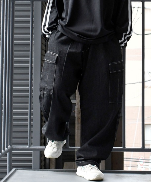 HALHAM（ハルハム）の「vintage like loose fit denim cargo pants/ヴィンテージ ライク ルーズフィット デニム カーゴパンツ【IR】（カーゴパンツ・メンズ・ブラック/ワンウォッシュ/グレー/インディゴブルー/ケミカルウォッシュ・M/L/XL）」の2枚目の写真