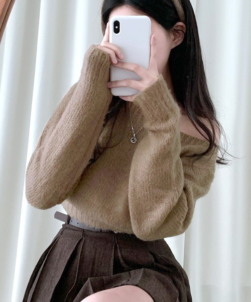 Riff(リフ)の「マフラー付きニット(ニット/セーター・レディース・アイボリー/モカ/グレー・FREE)」の18枚目の写真
