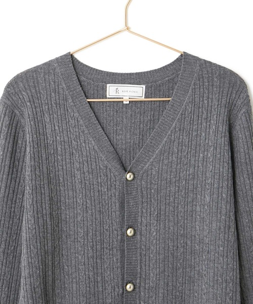 ROPE' PICNIC(ロペピクニック)の「ケーブル編みショート丈ニットカーディガン(カーディガン/ボレロ・レディース・ネイビー/レッド/ダークブラウン/グレー・38)」の13枚目の写真