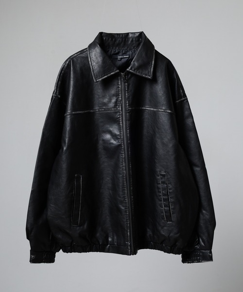 Jungle Storm（ジャングルストーム）の「Vintage design synthetic leather blouson / ヴィンテージデザイン合皮ブルゾン unisex（ブルゾン・メンズ・ブラック・M/L）」の2枚目の写真