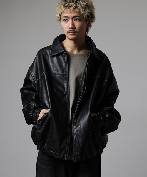 Jungle Storm（ジャングルストーム）の「Vintage design synthetic leather blouson / ヴィンテージデザイン合皮ブルゾン unisex（ブルゾン・メンズ・ブラック・M/L）」の10枚目の写真