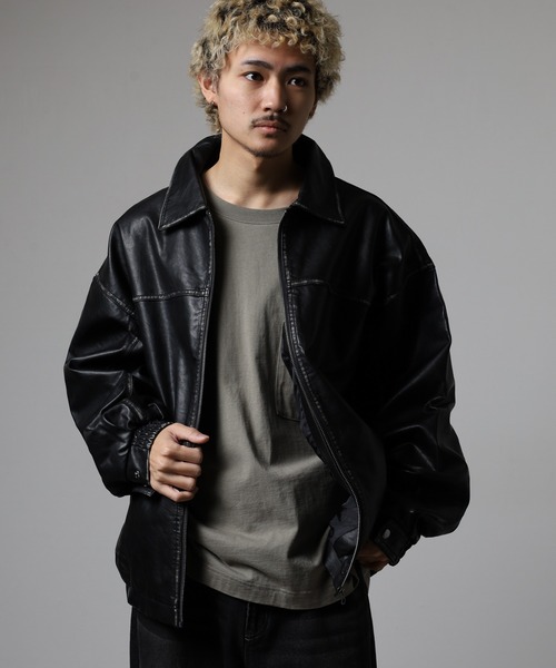 Jungle Storm（ジャングルストーム）の「Vintage design synthetic leather blouson / ヴィンテージデザイン合皮ブルゾン unisex（ブルゾン・メンズ・ブラック・M/L）」の11枚目の写真