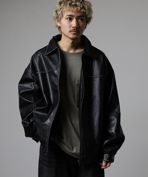 Jungle Storm（ジャングルストーム）の「Vintage design synthetic leather blouson / ヴィンテージデザイン合皮ブルゾン unisex（ブルゾン・メンズ・ブラック・M/L）」の12枚目の写真