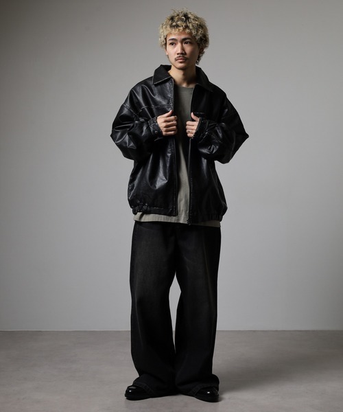 Jungle Storm（ジャングルストーム）の「Vintage design synthetic leather blouson / ヴィンテージデザイン合皮ブルゾン unisex（ブルゾン・メンズ・ブラック・M/L）」の13枚目の写真