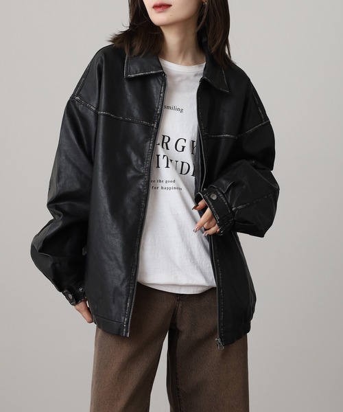 Jungle Storm（ジャングルストーム）の「Vintage design synthetic leather blouson / ヴィンテージデザイン合皮ブルゾン unisex（ブルゾン・メンズ・ブラック・M/L）」の14枚目の写真