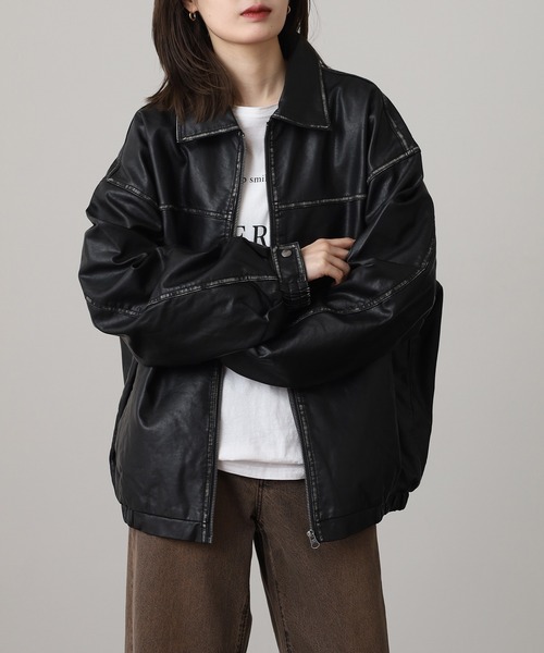 Jungle Storm（ジャングルストーム）の「Vintage design synthetic leather blouson / ヴィンテージデザイン合皮ブルゾン unisex（ブルゾン・メンズ・ブラック・M/L）」の16枚目の写真