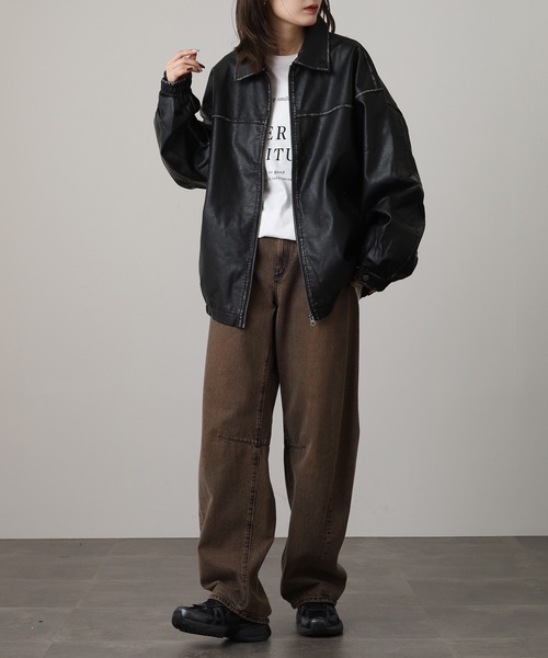 Jungle Storm（ジャングルストーム）の「Vintage design synthetic leather blouson / ヴィンテージデザイン合皮ブルゾン unisex（ブルゾン・メンズ・ブラック・M/L）」の18枚目の写真