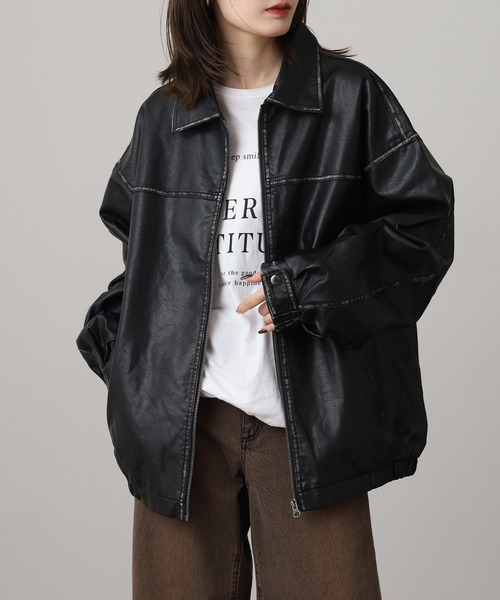 Jungle Storm（ジャングルストーム）の「Vintage design synthetic leather blouson / ヴィンテージデザイン合皮ブルゾン unisex（ブルゾン・メンズ・ブラック・M/L）」の15枚目の写真