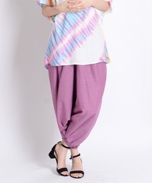 ABBEY MARKET（アビーマーケット）の「コットン100％ ストライプ織り エスニックサルエルパンツ（その他パンツ）」