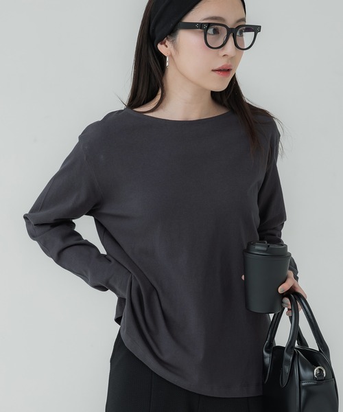 coca(coca)(コカ)の「レギュラーコットンサイドスリットカットソー レイヤード(Tシャツ/カットソー・レディース・ブラック/ホワイト/その他1/チャコール・S/L/M)」の3枚目の写真