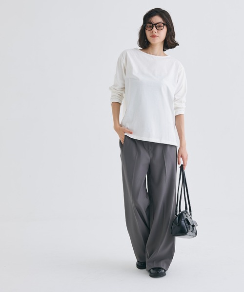 coca(coca)(コカ)の「レギュラーコットンサイドスリットカットソー レイヤード(Tシャツ/カットソー・レディース・ブラック/ホワイト/その他1/チャコール・S/L/M)」の6枚目の写真