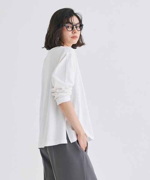 coca(coca)(コカ)の「レギュラーコットンサイドスリットカットソー レイヤード(Tシャツ/カットソー・レディース・ブラック/ホワイト/その他1/チャコール・S/L/M)」の7枚目の写真