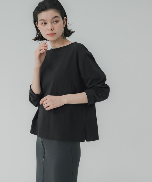 coca(coca)(コカ)の「レギュラーコットンサイドスリットカットソー レイヤード(Tシャツ/カットソー・レディース・ブラック/ホワイト/その他1/チャコール・S/L/M)」の12枚目の写真