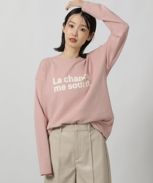 LAKOLE（ラコレ）の「フロッキーロゴスムース長袖T / 231916（Tシャツ/カットソー・レディース・ピンク/チャコール/グレー/オフホワイト・FREE）」の4枚目の写真