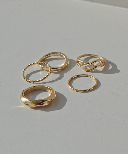 セール】ウェーブリング 5SET 指輪 重ね付け ウェーブ ニュアンス