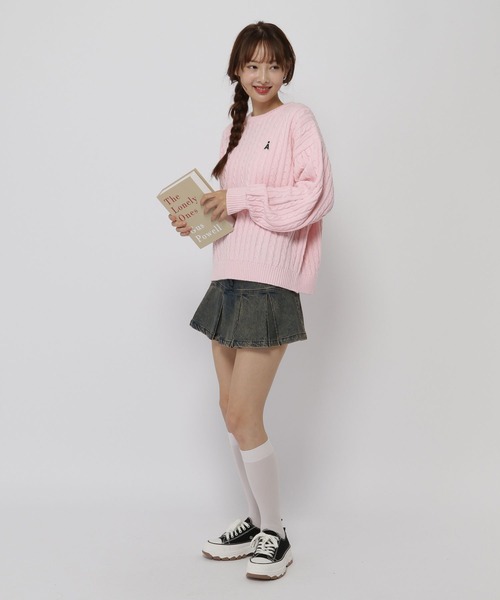 ALAND（エーランド）の「【UNISEX】ALAND／Aロゴケーブルニットプルオーバー（ニット/セーター・レディース・ネイビー/ホワイト/ピンク・LARGE/MEDIUM）」の15枚目の写真