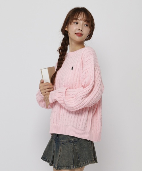 ALAND（エーランド）の「【UNISEX】ALAND／Aロゴケーブルニットプルオーバー（ニット/セーター・レディース・ネイビー/ホワイト/ピンク・LARGE/MEDIUM）」の18枚目の写真