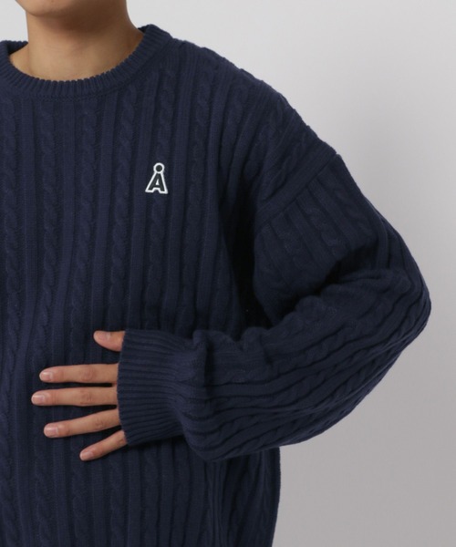 UNISEX】ALAND／Aロゴケーブルニットプルオーバー（ニット
