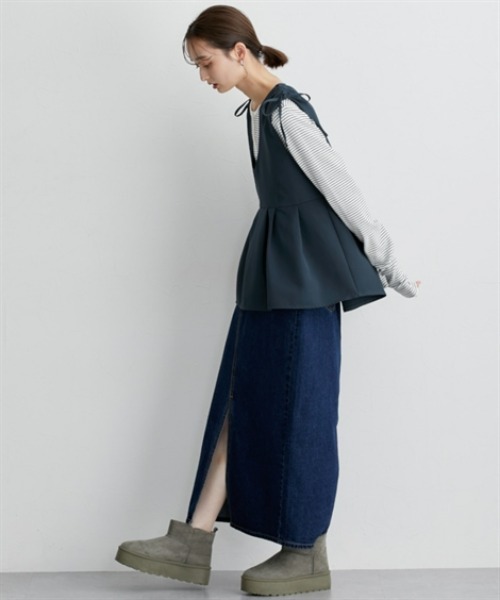 nissen（ニッセン）の「肩シャーリングデザインペプラムベスト（ベスト・レディース・ブラック/ネイビー系・M/L）」の16枚目の写真