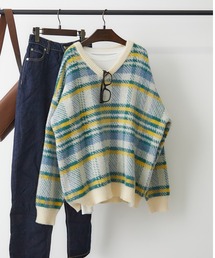 NUNIFE（ユニフィー）の「【UNISEX】起毛チェックニット（ニット/セーター・レディース）」