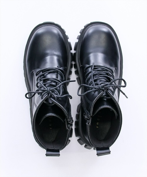 clear（クリア）の「トラックソールレースアップブーツ［大人 カジュアル 着回し力抜群］≪再入荷≫（ブーツ・レディース・ブラック・M/L）」の5枚目の写真