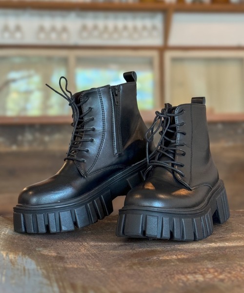 clear（クリア）の「トラックソールレースアップブーツ［大人 カジュアル 着回し力抜群］≪再入荷≫（ブーツ・レディース・ブラック・M/L）」の10枚目の写真