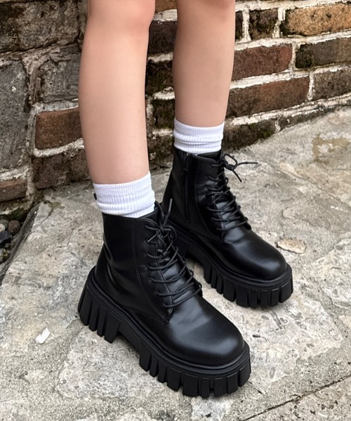 clear（クリア）の「トラックソールレースアップブーツ［大人 カジュアル 着回し力抜群］≪再入荷≫（ブーツ・レディース・ブラック・M/L）」の12枚目の写真