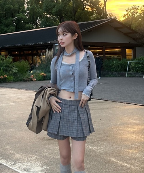 MAINLYTRULY（メインリィトゥルリィ）の「タイ付き ショート カーデ（カーディガン/ボレロ・レディース・グレー・M）」の5枚目の写真