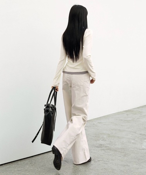 3.3 Field Trip （3.3フィールドトリップ）の「3.3 Field Trip／カラーブロックTOP（Tシャツ/カットソー・レディース・ブラック/アイボリー・FREE）」の11枚目の写真