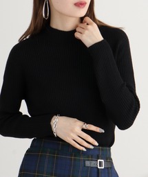 ブローディア BRODIAEA スリット入り配色ハイネックニット （ブラック） ブローディア BRODIAEA スリット入り配色ハイネックニット