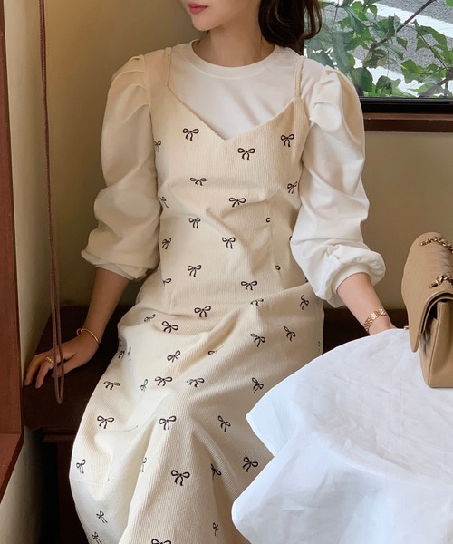 ABITOKYO(アビトーキョー)の「コーデュロイリボン柄Vネックキャミワンピース(ワンピース・レディース・ブラック/ベージュ・M/L/XL)」の18枚目の写真
