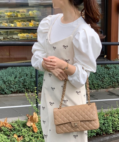 ABITOKYO(アビトーキョー)の「コーデュロイリボン柄Vネックキャミワンピース(ワンピース・レディース・ブラック/ベージュ・M/L/XL)」の16枚目の写真