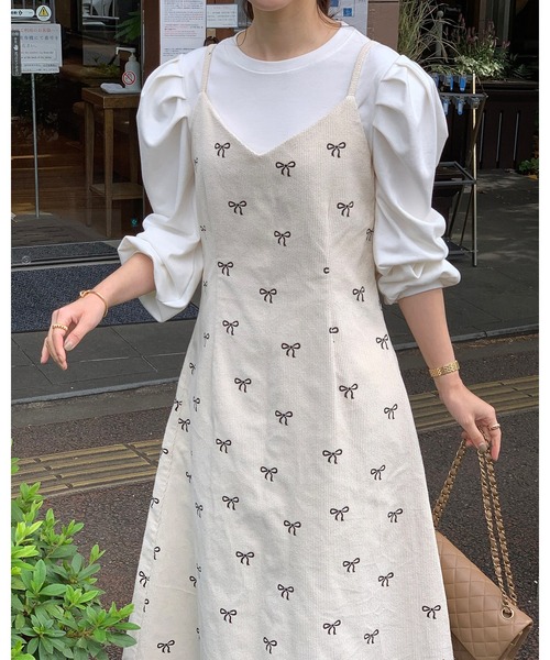 ABITOKYO(アビトーキョー)の「コーデュロイリボン柄Vネックキャミワンピース(ワンピース・レディース・ブラック/ベージュ・M/L/XL)」の15枚目の写真