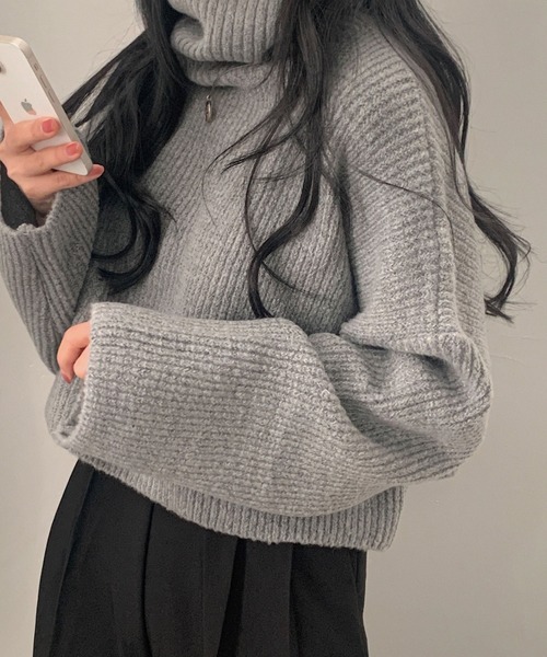 2ly2(トゥーリートゥー)の「体型カバーも◎ ゆったりタートルネックセーター(ニット/セーター・レディース・ブラック/ベージュ/ネイビー/グレー/ブルー・FREE)」の16枚目の写真