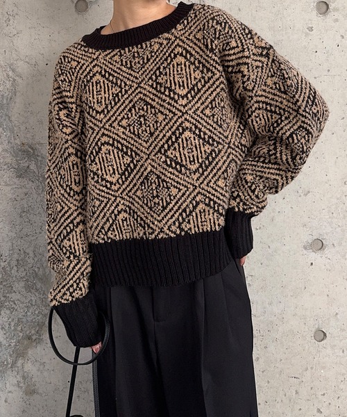 セール】ジャガードニットプルオーバー（ニット/セーター）｜meilmada